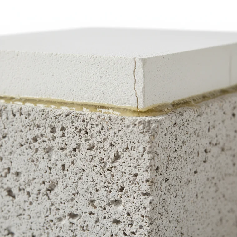 Ściana z betonu komórkowego przed tynkowaniem, pokazująca porowatość i konieczność gruntowania przed tynkiem gipsowym