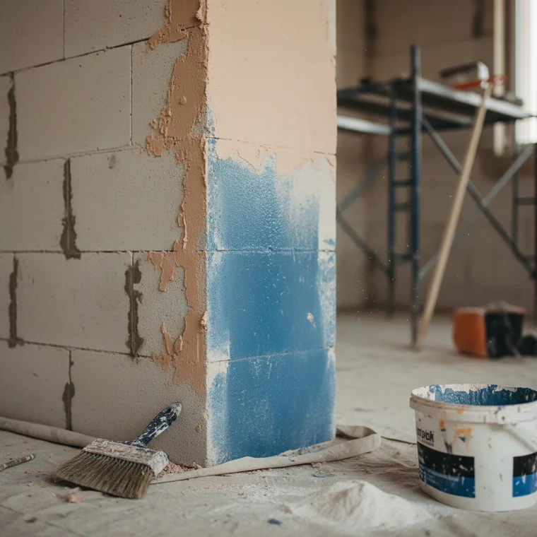 Tynk gipsowy na świeżym betonie komórkowym bez gruntowania to zły pomysł