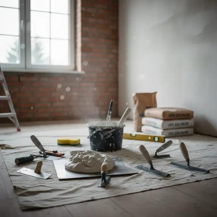 Jakie narzędzia wybrać do ręcznego tynkowania gipsem w pokoju 12 m²