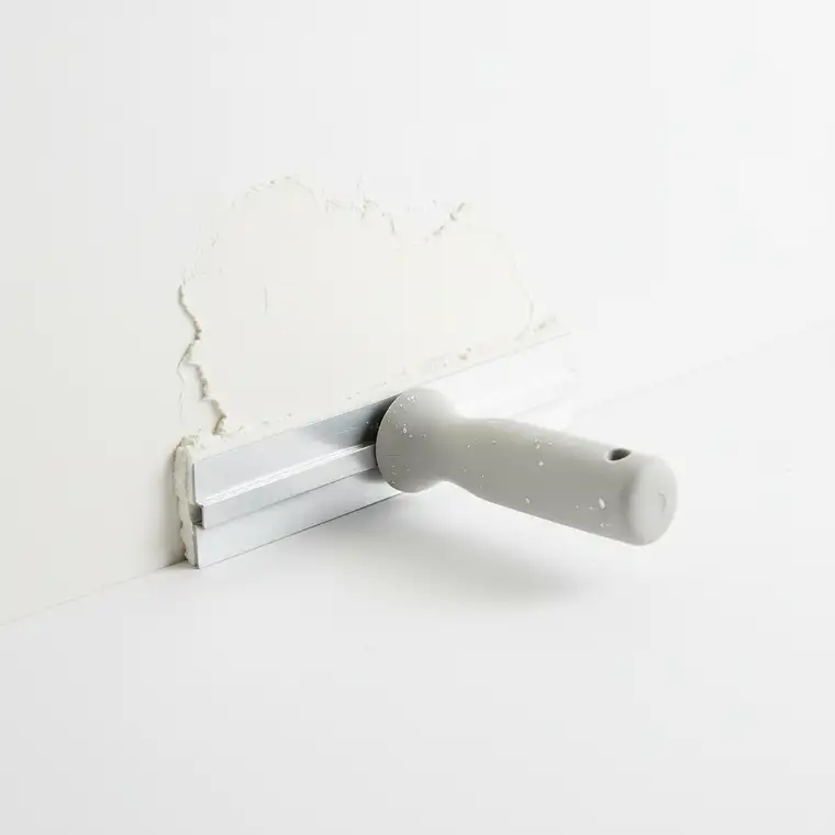 Domowy remont – osoba samodzielnie wyrównuje krzywą ścianę 3 m w starym bloku, korzystając z łaty i gładzi szpachlowej bez tynkowania całopowierzchniowego