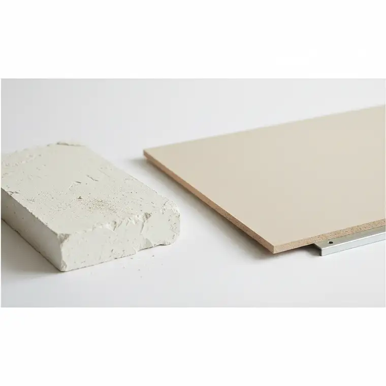 Wnętrze mieszkania z lat 70. w trakcie remontu, krzywe ściany wyrównywane tynkiem i płytami g-k, porównanie obu metod w praktyce