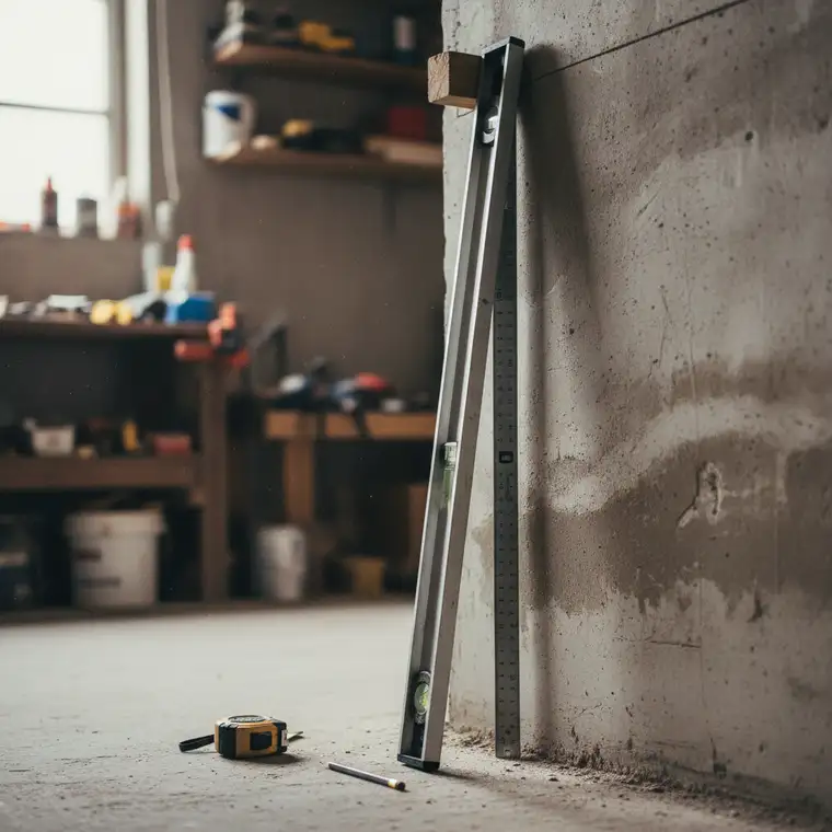 Jak sprawdzić, ile ściana odchodzi od pionu na 2 m przy użyciu łat i poziomicy