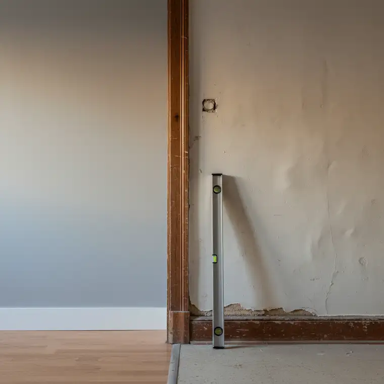 Ekipa remontowa wyrównująca ściany w całym mieszkaniu, pokazująca różnicę między jednym pokojem a kompleksowym remontem ścian