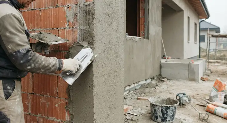 Pielęgnacja świeżego tynku cementowo-wapiennego przez zraszanie wodą - zabezpiecza przed rysami skurczowymi